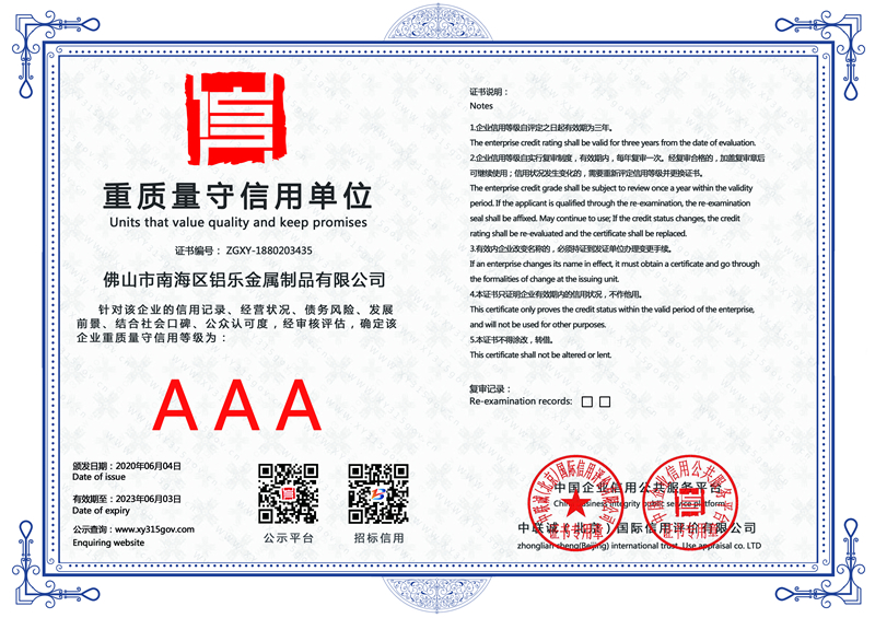 廣東重質(zhì)量守信用單位